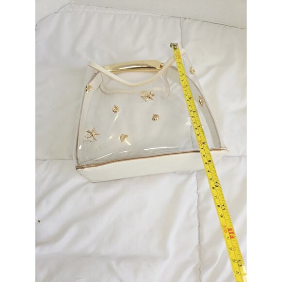 Y2k A New Day Boho Mini Slouchy Embellished Seashells Handbag See Through Clear - Picture 4 of 11